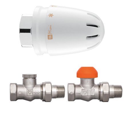 MONTER quality Zestaw termostatyczny: PREMIUM Głowica MINI M30x1.5 + zawór termostatyczny prosty + zawór powrotny prosty MQ V762361